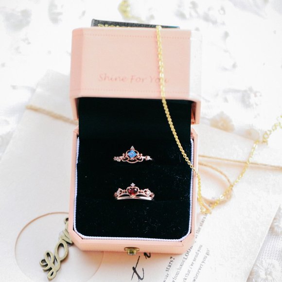 Gold Vermeil Sapphire Blue Tiara Crown Ring - Picture 4 of 6